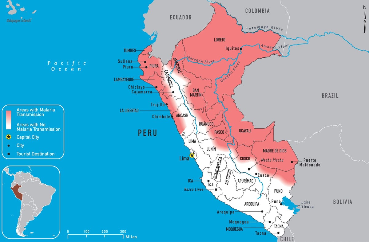 মানচিত্র, পেরু, ম্যালেরিয়া