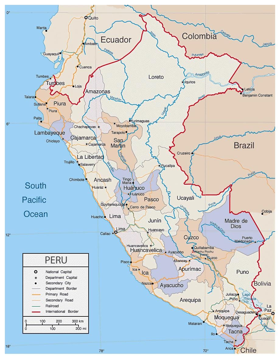 মানচিত্র বিস্তারিত মানচিত্র, পেরু