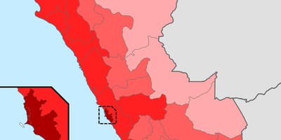 পেরুর জনসংখ্যার ঘনত্ব মানচিত্র