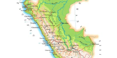 মানচিত্র শারীরিক মানচিত্র, পেরু